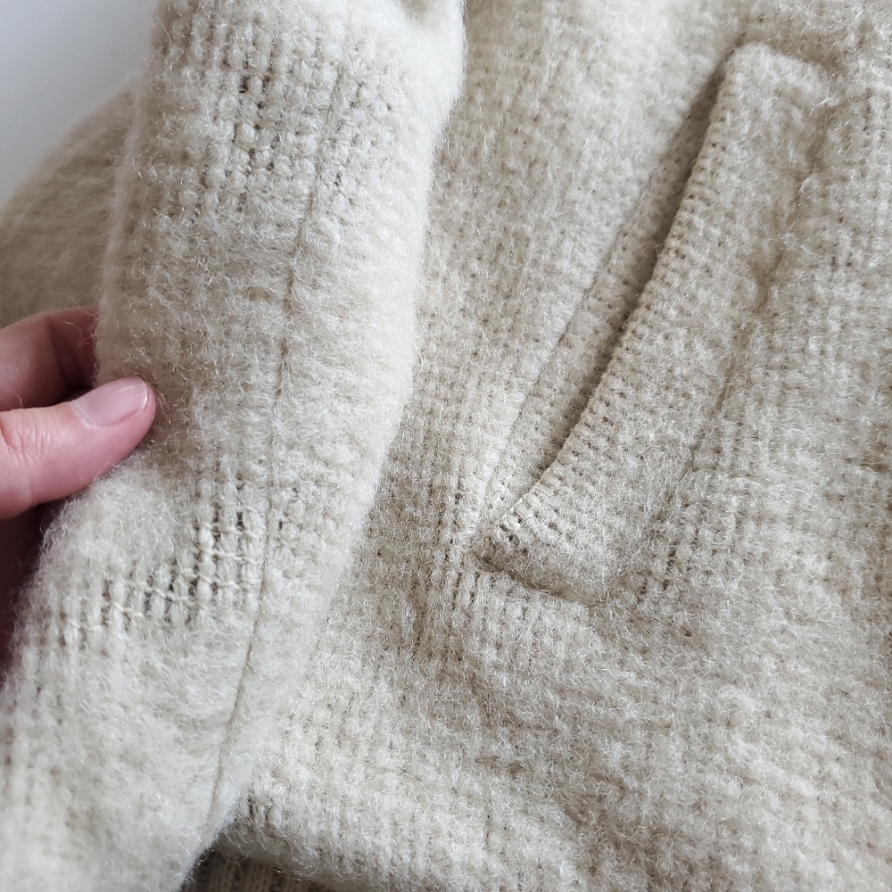 Vintage wool blend zip up striped oversized bomber jacket sherpa lined - Picture 14 of 14